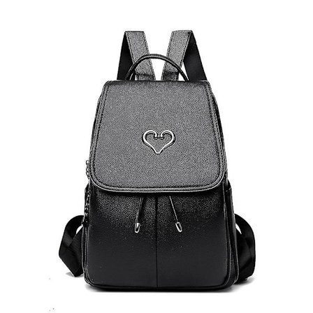 Womens Backpack Fashion Versatile Soft Leather Travel Bag(svart)