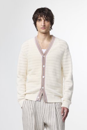 NN07 Josh 6636 Cardigan male White Organic Cotton
