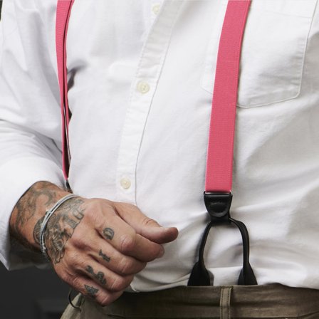 Slim Bubblegum Pink Split Button Braces for Men - Button braces