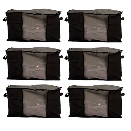 6 st Quilt Förvaringsväska Stor Filt Förvaringsbehållare Fällbar Icke-vävda Tyger Klädförvaring Organizer för Daglig Flytt Resa Svart