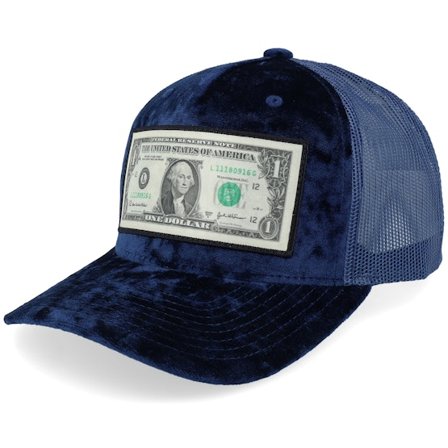 Calza Pennello - Blau trucker Cap - Dollar Bill Velvet Navy A-frame Trucker @ Hatstore
