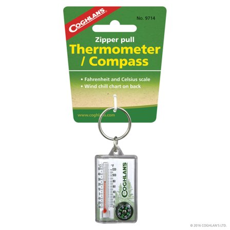 Coghlan's Zipper Pull Thermometer with Compass compasses OneSize