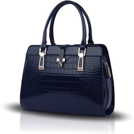 Dametasker Mode Lynlås Top Håndtag Taske Læder (Marineblå)