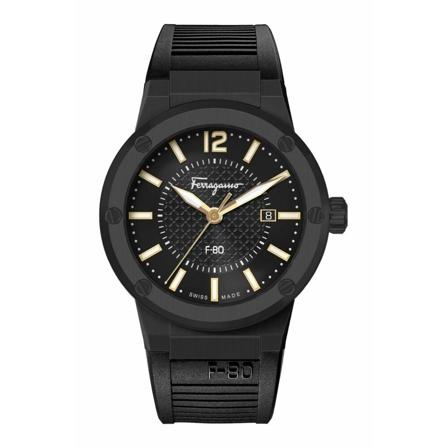 Salvatore Ferragamo, F-80 Watch Czarny, Mężczyzna, Rozmiar: ONE Size