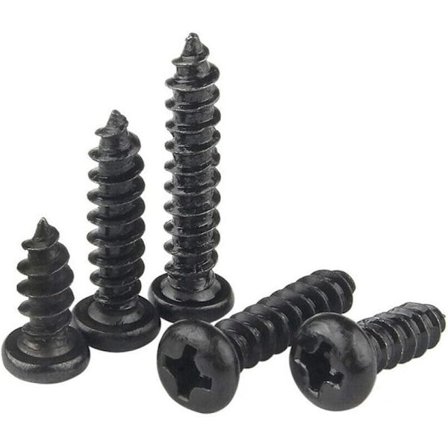 1000 stk - 1,7 * 8 mm Mini Skrue Maskinskruesett, Svart Høy Hardhet