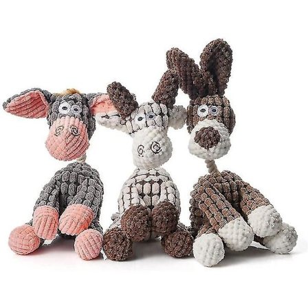 Oförstörbar Stark Åsna, Pipig Hund Leksak för Aggressiva Tuggare, Plysch Hund Leksak Plysch Hund Leksak 3 Pack