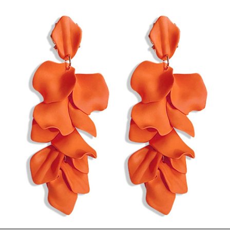 Bohemiska långa akrylrosblad dinglande örhängen, blommiga tofsar E