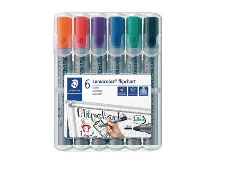 Staedtler Lumocolor Flipchart Marker Bullet Tip 2mm Line Assorted Colours (Pack 6) - 356WP6