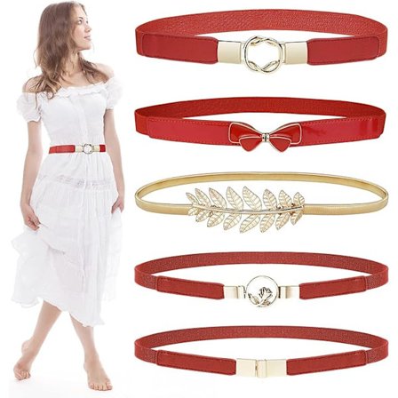 Modebælter til kvinder 5-pak, elastisk taljebælte, bælter til jeanskjoler