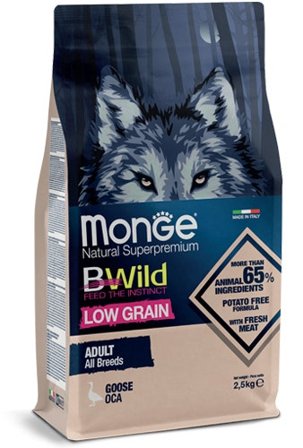 Monge B Wild Low Grain All Breeds con Oca Cibo Secco Per Cani