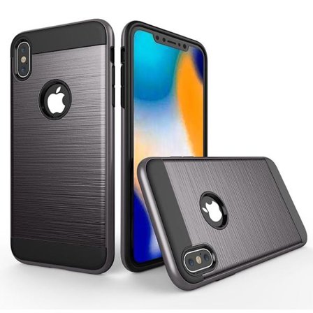 iPhone 9 beskytter cover af hybridmateriale med børstet tekstur - Sort