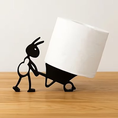 [2 stk. Toiletpapirholder med myrer] 2 stk. Søde myre-formede toiletpapirholdere - Selvklæbende, fritstående plastikvævsdispenser