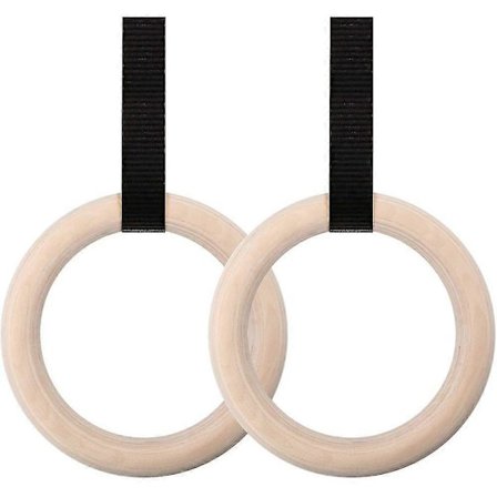 2X Gymnastikringe Træ Turnringe Gym Ring Gym Rings med Justerbare Nylonbånd 3cm[D]