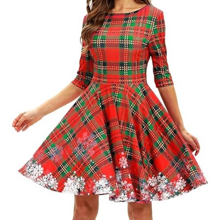 Kvindes 3D Print Kortærmet Unik Afslappet Flared Midi Kjole