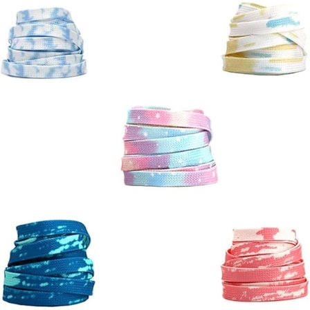 5 par Tie Dye skolisser Farverige skolisser Reb flade skolisser Sneakersko snørebånd til børn voksne flerfarvet regnbue farverige 120cm