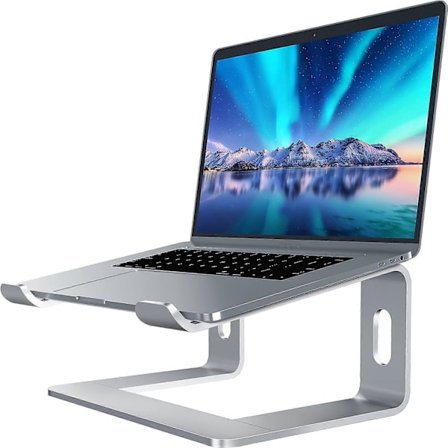 Laptopstativ i aluminium til skrivebord Kompatibelt med bærbar computer, bærbar holder Ergonomisk Elevator Metalstativ til 10 til 15,6'' -Yx Sølv