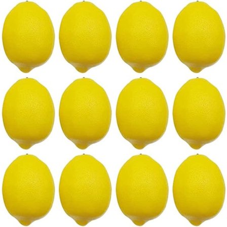 Kunstige sitroner, 3,7" x 2,5" stor størrelse levende falske sitron plast falske gule sitroner for dekorasjon falsk fruktbolle, 