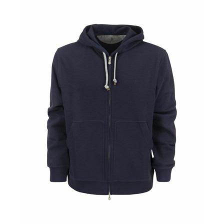 Brunello Cucinelli, Techno Cotton Interlock Zip-Front Hooded Sweatshirt Blauw, Heren, Maat:L