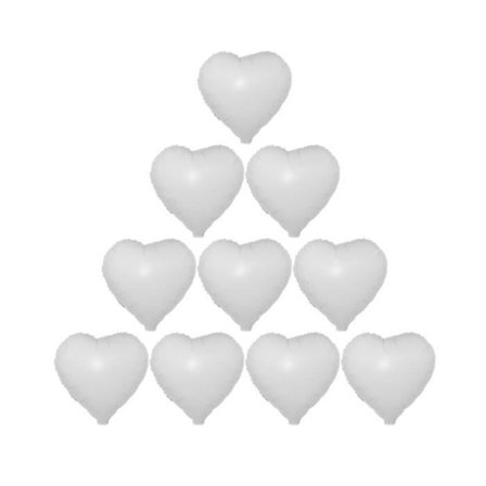 Qiilu Hopeinen ilmapallo 10 kpl 18 sydämen alumiinifoliopalloa juhla- ja syntymäpäiväkoriste (valkoinen)