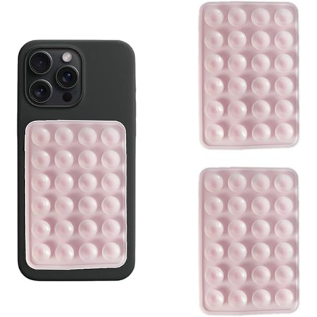 Silikon-sugekopp for telefondeksel, 2,16′′x 3,14′′, 3 stk (lys rosa)