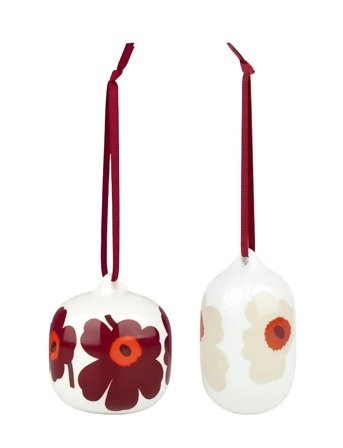 Marimekko Home Unikko Ornament 2 Pcs - Burgundy - ONE SIZE