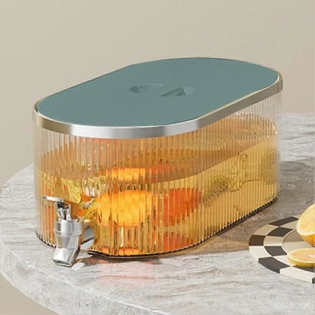 Juice Dispenser i Plast, Dryckesdispenser, Kylskåpsdryckesdispenser med Kran, Kall Vattenkokare med Kran 5.3L, C