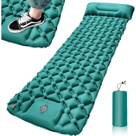 [CA] Letvægts Oppustelig Campingmåtte med Pude, Selvoppustelig Luftmadras med Fodpumpe, Bærbar Strandmåtte Kompatibel med (Mærke)