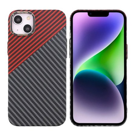 Kolfiber Skal iPhone 14 Plus - Röd & Svart