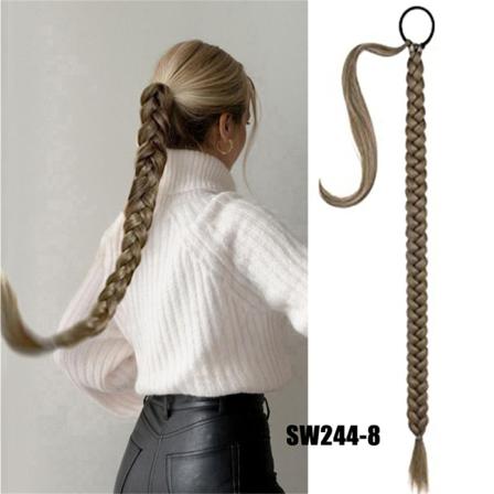 Flätad Hästsvans 80 Cm Lång Svart Brun Burdy Color Wrap