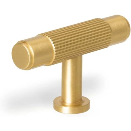 6-pack Borstade Guld Lådknoppar, Massivt Mässing Byrå Köksbadrumsskåpsdrag, 2,08 tum T-formade Handtag Möbel