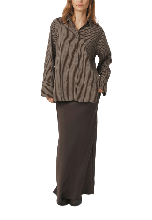 Neo Noir Dita Striped Line Shirt Skjortor Dam Brun 36