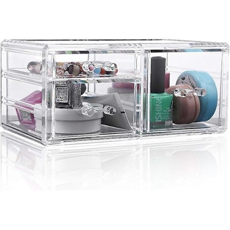 Akryl Skrivebordsorganisator, Skrivebordsskufforganisator og Tilbehør med 3 Skuffer for Hjemmekjøkken, Kontor HRY