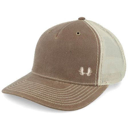Hunter - Tiny Moose Antlers 112wh Hawthorne Buck/Khaki A-Frame Trucker Trucker Brown Cap - @ Hatstore