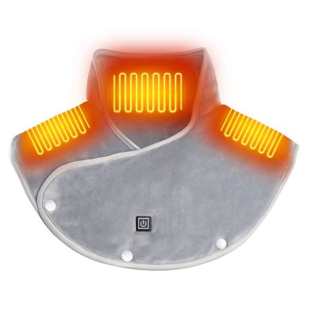 Genopladeligt opvarmet halstørklæde og sjal - 3-zone elektrisk varmeindpakning, kompatibel med powerbanks Grey