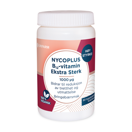 Nycoplus B12-Vitamin Ekstra Sterk 1000 μg tyggetabletter, 90 stk.