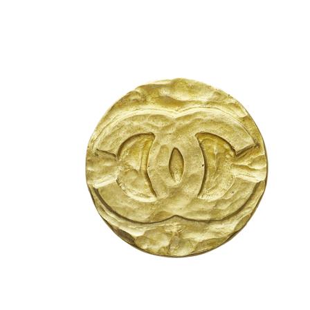 Chanel Vintage Pre-owned CC Brooch Metal Brass , Geel , Dames , Maat: ONE Size Vintage Sieraden