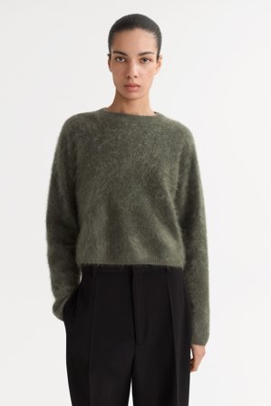 Soft Goat - Brushed crewneck - Kashmirtröja dam - XL - Olive