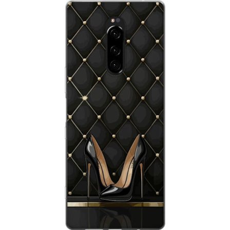 Yhteensopiva Puhelinkuori Sony Xperia 1 Mustat korkeakorkoiset kengät elegantissa tyylissä