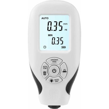 Lakktykkelsesmåler, Bilmalingsdybdemåler med LCD-skjerm, Automatisk kalibrering, Bærbar lakktykkelsesmåler for bruktbilkjøper (hvit)