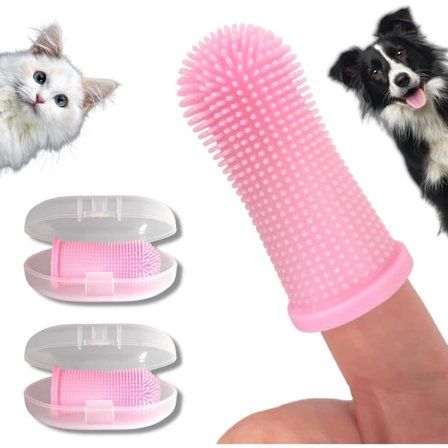 2 kpl koiran sormen hammasharja hammasharja ja säilytyskotelo | myrkytön silikoni | hampaiden puhdistus hengitys hammashoito plakin poisto | koira 