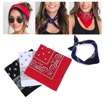 3-pakk Bandana Paisley Punainen, musta ja valkoinen 53x53 cm