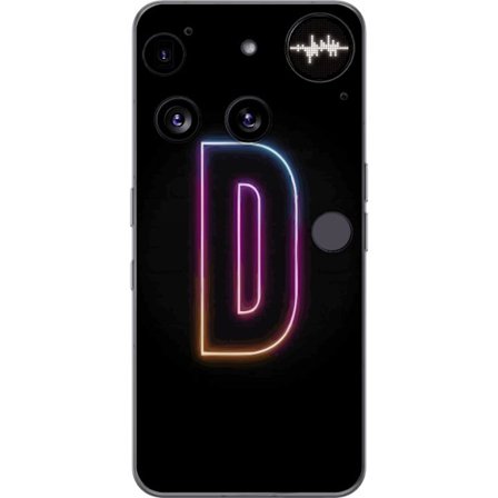 Kompatibel Mobilcover til Nothing Nothing Phone (3) Minimalistisk neonbogstav D i farveskiftende lys mod sort baggrund i moderne digital design