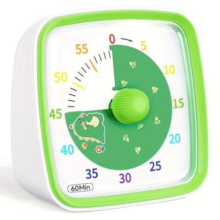 Yunbaoit Regnbue Visuel Timer med Natlys - 60 Minutters Nedtælling, Lydløs Klasselokale Timer til Hjemmet, Køkkenet, Kontoret, 2 AAA Batterier Inkl.[