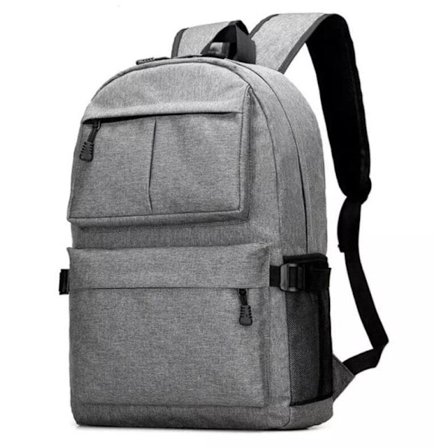 Slidstærk Stor Rygsæk med USB-port - Grå