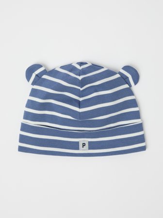 Polarn O. Pyret - Stripey beanie with ears - 36|38 - Childrenswear - blue