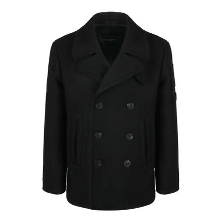 Neil Barrett, Double Breasted Military Peacoat Zwart, Heren, Maat:L