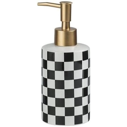 Rutig Keramisk Tvåldispenser Med Rostfri Guld Matt Pump Dekorativ Tvåldispenser