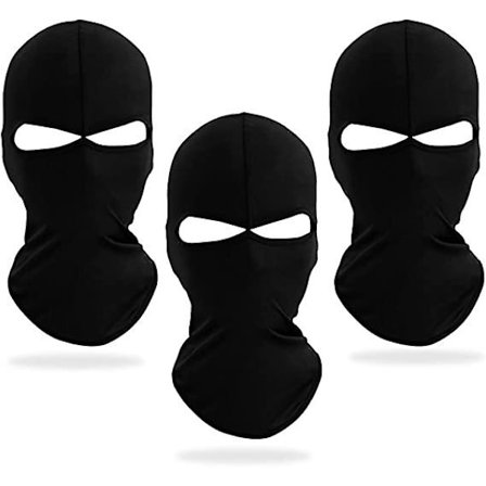3 stk Balaclava med 2 huller, Full Face Ski Mask, Nøytral Svart Lycra Ski Mask, Lett Pustende Hjelmforing, Balaclava Hodeplagg for Motorsykkel