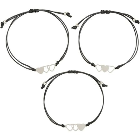 3 st rostfritt stål hjärtformad vaxtråd flätat armband vänskapsarmband mode smycken praktiskt och professionellt