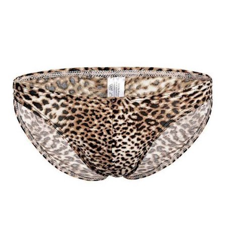 Sexede leopard trekant trusser til mænd, lav talje, G-streng, polyester, åndbare, høj elasticitet, fugttransporterende underbukser
